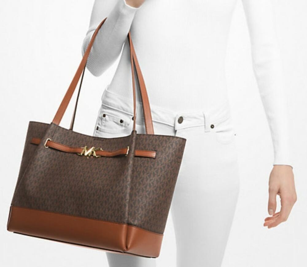 Michael Kors Reed MK Signature Large Belted Shoulder Tote Bag, NWT
